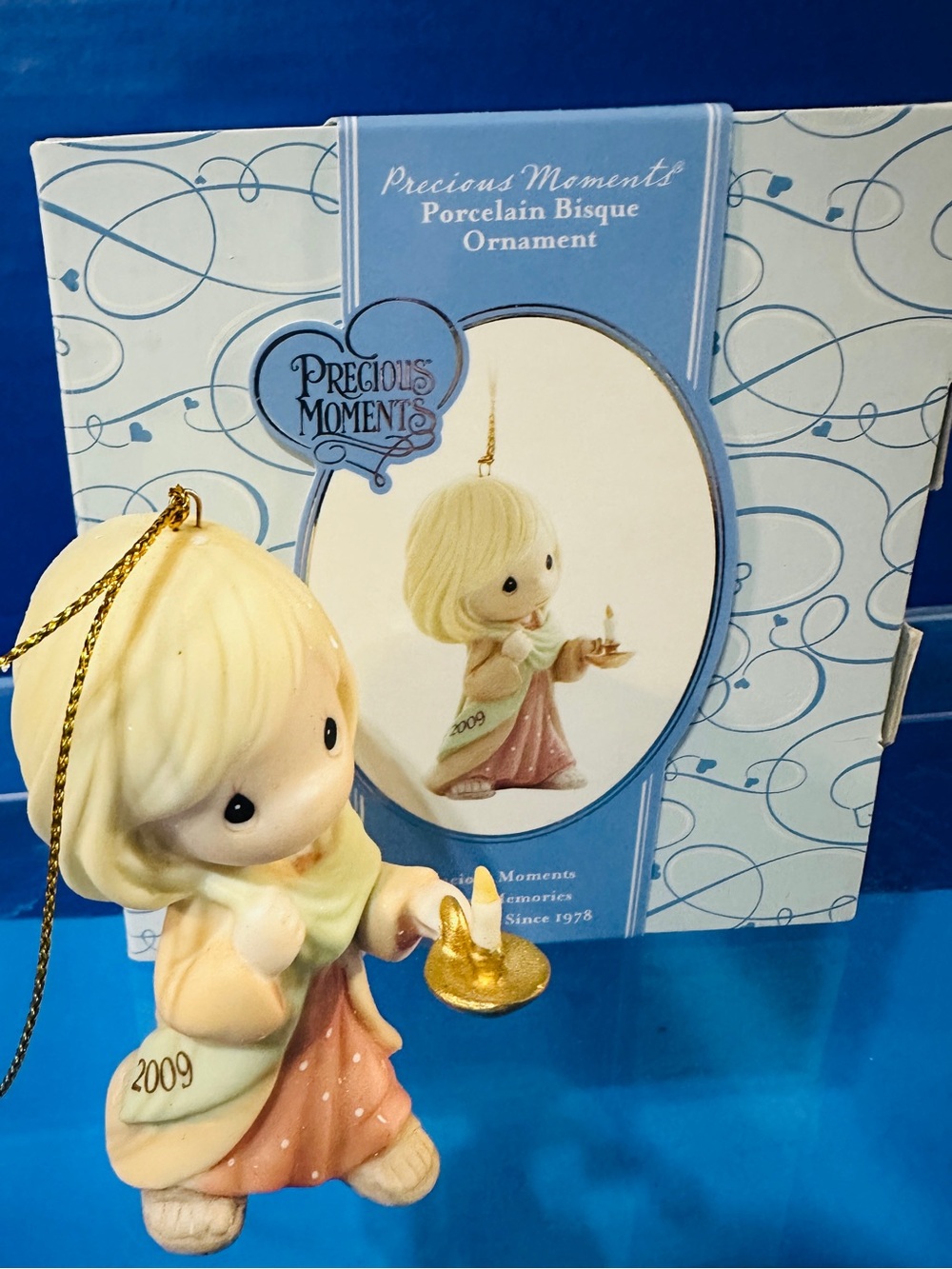 Precious Moments Porcelain Bisque Ornament  2009 May Your Faith Light The Way